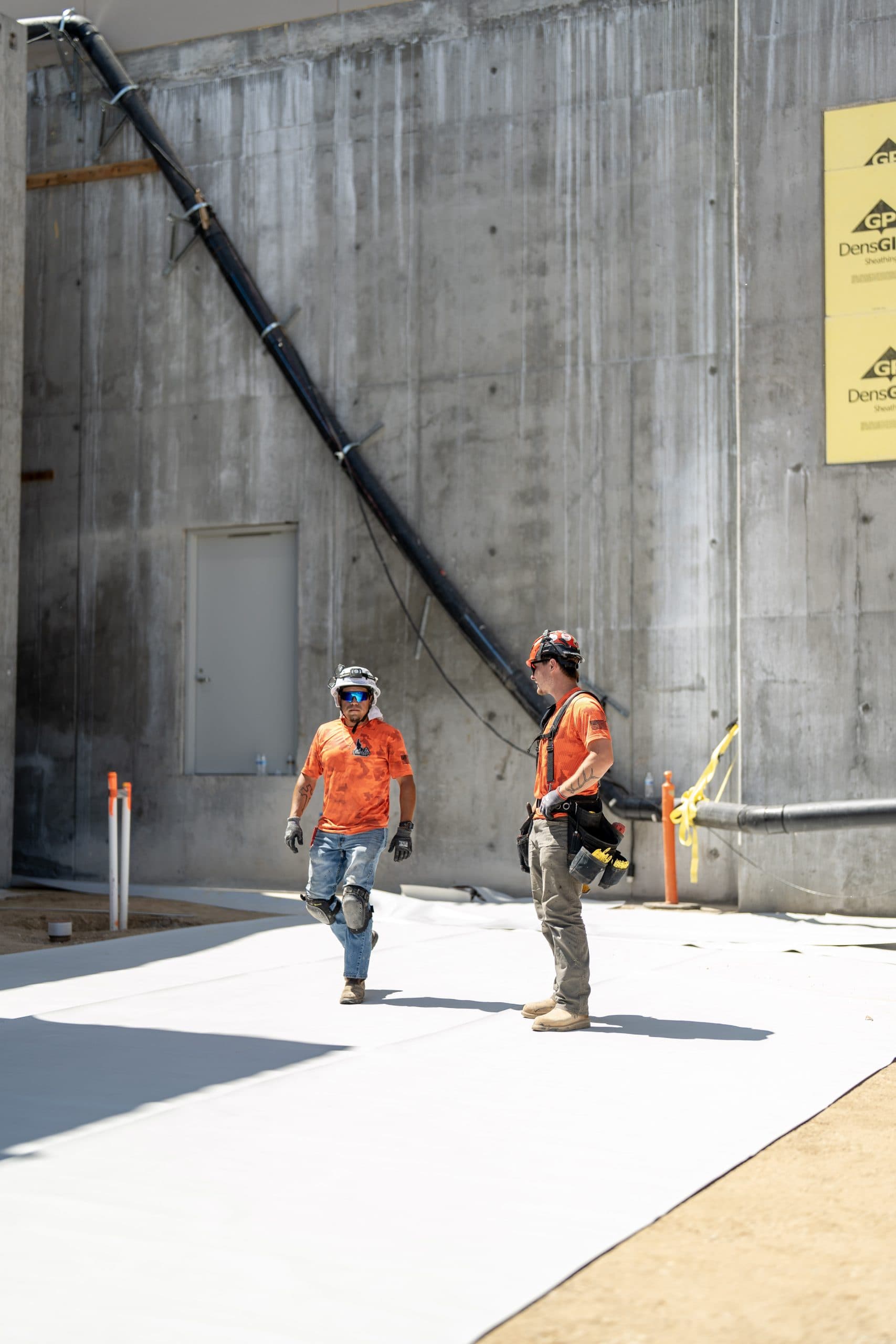 Sawtooth Fortified crew on a commercial waterproofing job site